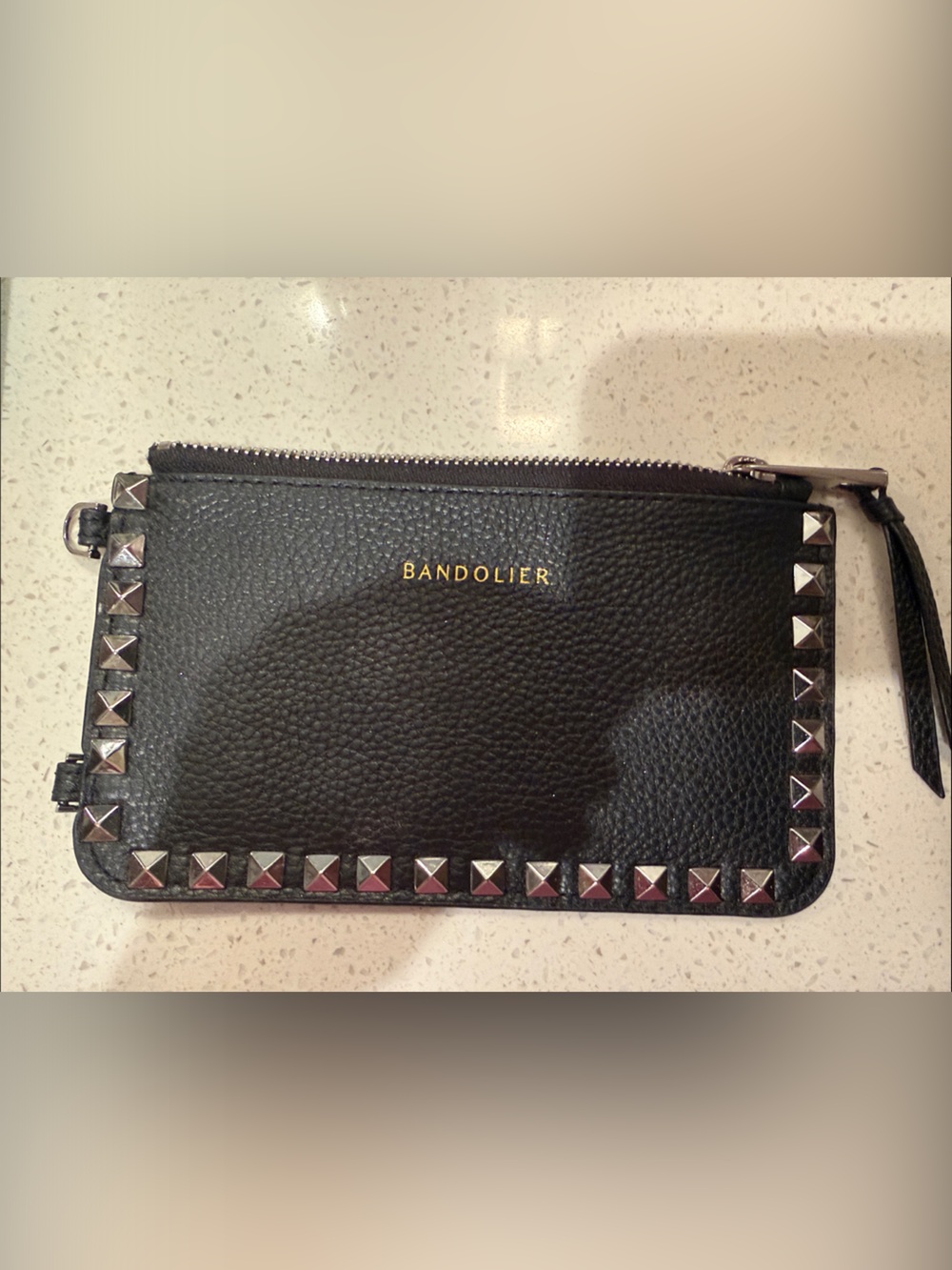Bandolier Black Leather Studded Zip Pouch - Picture 2 of 7